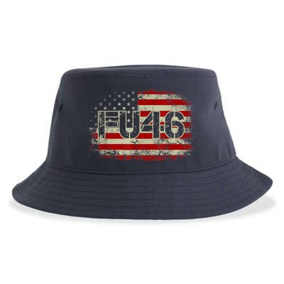 FU 46 Vintage Old American Flag Funny Biden Patriots FU46 Sustainable Bucket Hat