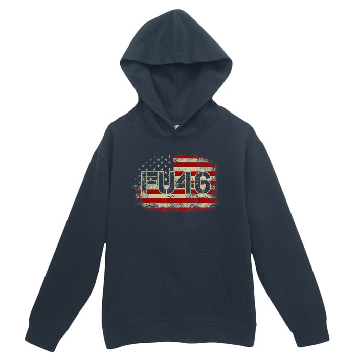 FU 46 Vintage Old American Flag Funny Biden Patriots FU46 Urban Pullover Hoodie