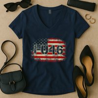 FU 46 Vintage Old American Flag Funny Biden Patriots FU46 Women's V-Neck T-Shirt
