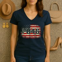 FU 46 Vintage Old American Flag Funny Biden Patriots FU46 Women's V-Neck T-Shirt