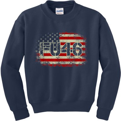 FU 46 Vintage Old American Flag Funny Biden Patriots FU46 Kids Sweatshirt