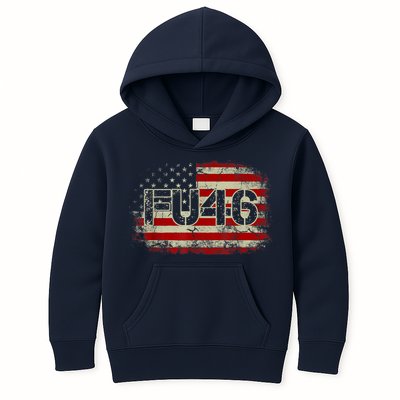 FU 46 Vintage Old American Flag Funny Biden Patriots FU46 Kids Hoodie