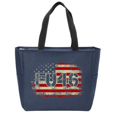 FU 46 Vintage Old American Flag Funny Biden Patriots FU46 Zip Tote Bag