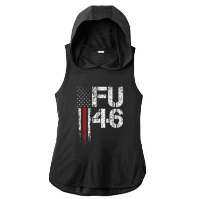 FU 46 Vintage Old American Flag Funny Biden Patriots FU46 Ladies PosiCharge Tri-Blend Wicking Draft Hoodie Tank