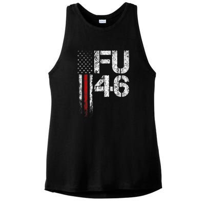 FU 46 Vintage Old American Flag Funny Biden Patriots FU46 Ladies PosiCharge Tri-Blend Wicking Tank