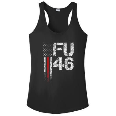 FU 46 Vintage Old American Flag Funny Biden Patriots FU46 Ladies PosiCharge Competitor Racerback Tank