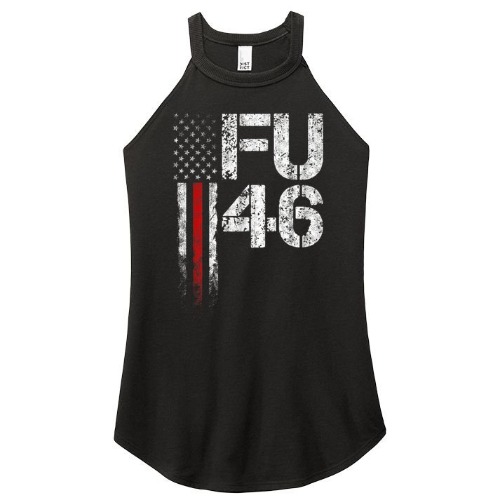 FU 46 Vintage Old American Flag Funny Biden Patriots FU46 Women's Perfect Tri Rocker Tank