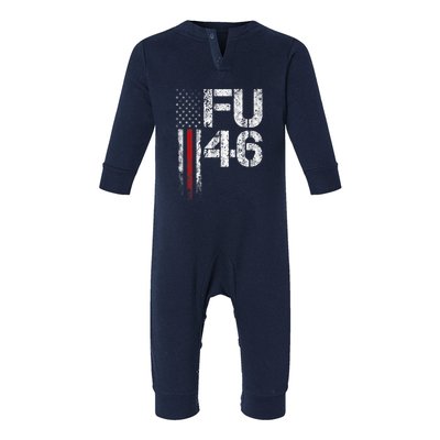 FU 46 Vintage Old American Flag Funny Biden Patriots FU46 Infant Fleece One Piece