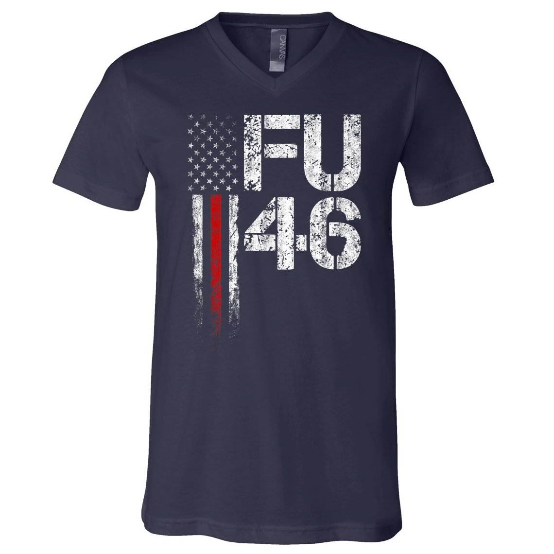 FU 46 Vintage Old American Flag Funny Biden Patriots FU46 V-Neck T-Shirt