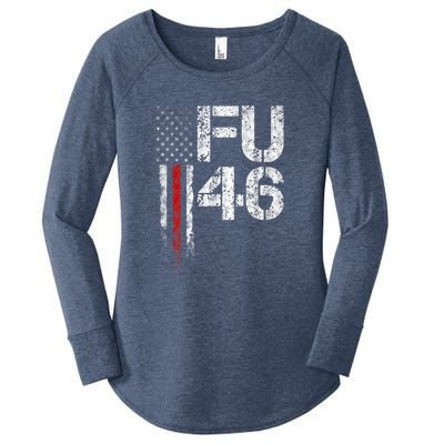 FU 46 Vintage Old American Flag Funny Biden Patriots FU46 Women's Perfect Tri Tunic Long Sleeve Shirt