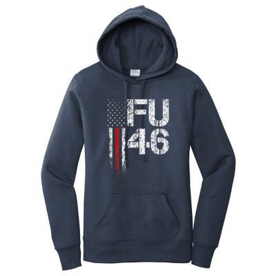 FU 46 Vintage Old American Flag Funny Biden Patriots FU46 Women's Pullover Hoodie