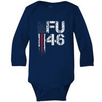 FU 46 Vintage Old American Flag Funny Biden Patriots FU46 Baby Long Sleeve Bodysuit