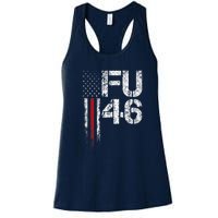 FU 46 Vintage Old American Flag Funny Biden Patriots FU46 Women's Racerback Tank