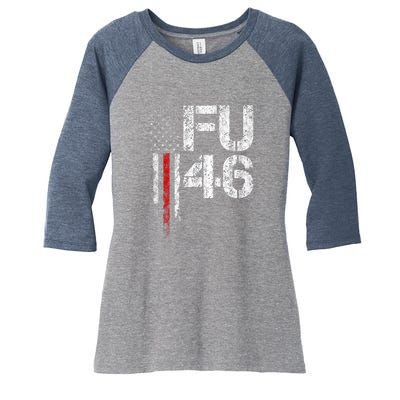 FU 46 Vintage Old American Flag Funny Biden Patriots FU46 Women's Tri-Blend 3/4-Sleeve Raglan Shirt