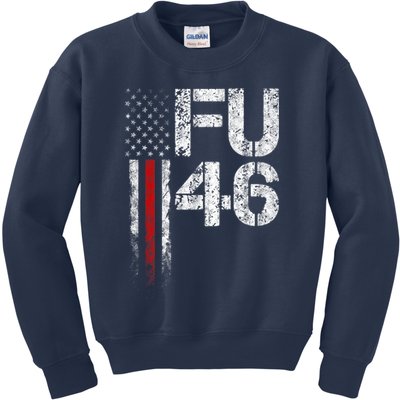 FU 46 Vintage Old American Flag Funny Biden Patriots FU46 Kids Sweatshirt