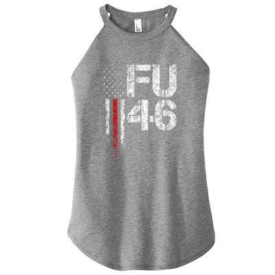 FU 46 Vintage Old American Flag Funny Biden Patriots FU46 Women's Perfect Tri Rocker Tank