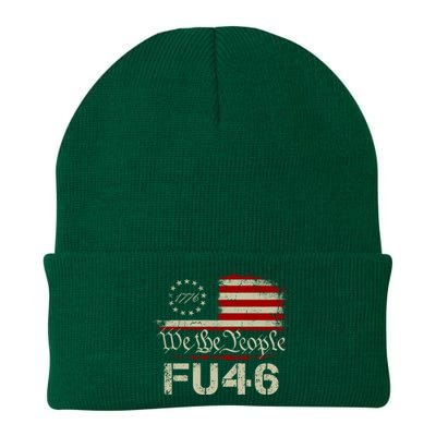 FU 46 Vintage 1776 American Flag Funny Biden Patriots FU46 Knit Cap Winter Beanie