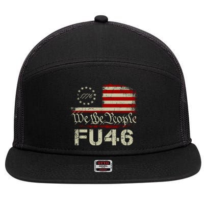 FU 46 Vintage 1776 American Flag Funny Biden Patriots FU46 7 Panel Mesh Trucker Snapback Hat