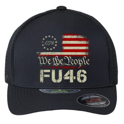 FU 46 Vintage 1776 American Flag Funny Biden Patriots FU46 Flexfit Unipanel Trucker Cap