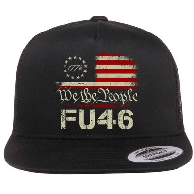 FU 46 Vintage 1776 American Flag Funny Biden Patriots FU46 Flatbill Hat