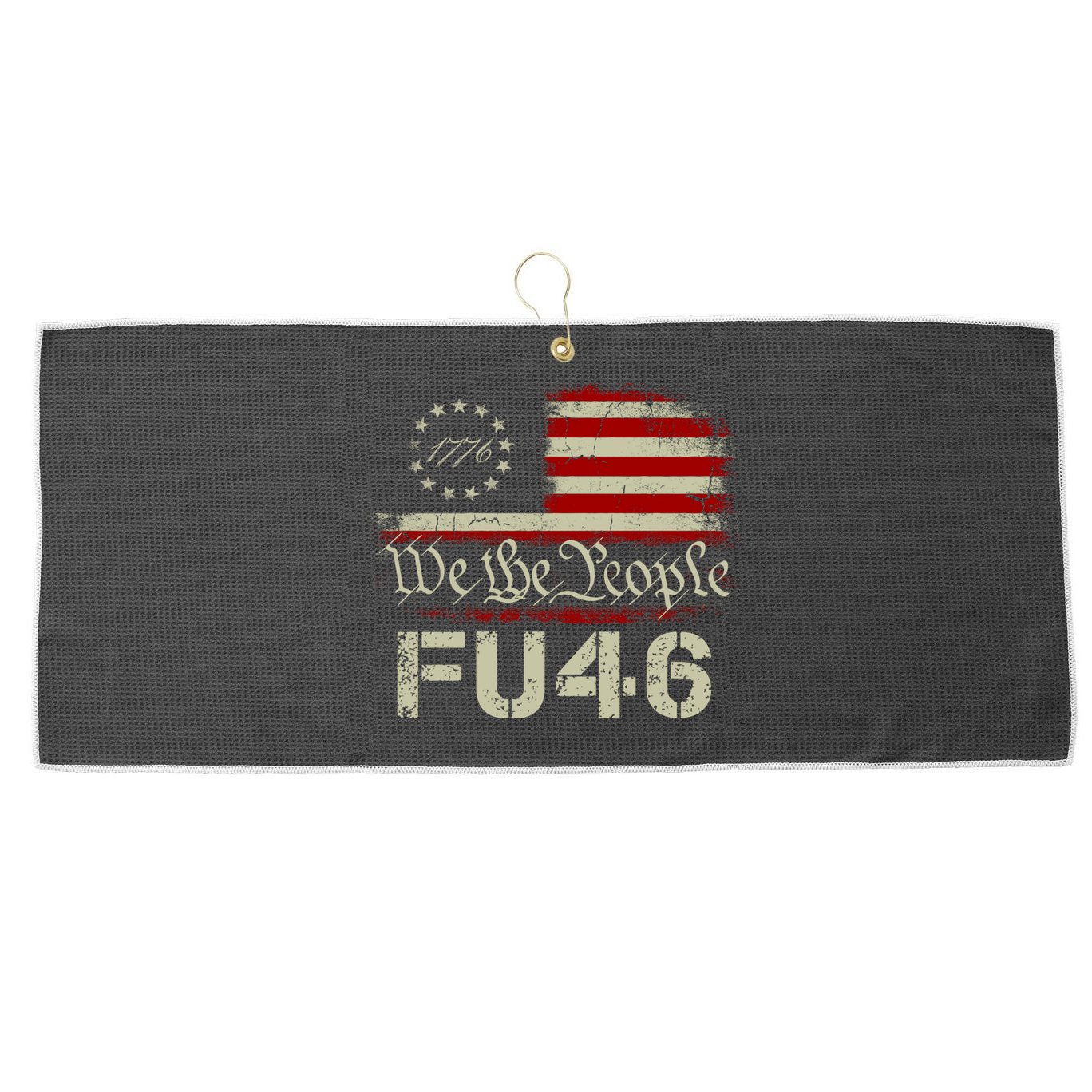 FU 46 Vintage 1776 American Flag Funny Biden Patriots FU46 Large Microfiber Waffle Golf Towel