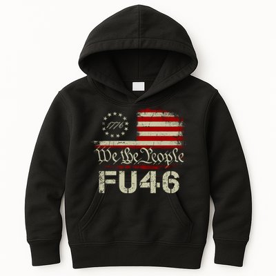 FU 46 Vintage 1776 American Flag Funny Biden Patriots FU46 Kids Hoodie
