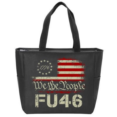 FU 46 Vintage 1776 American Flag Funny Biden Patriots FU46 Zip Tote Bag