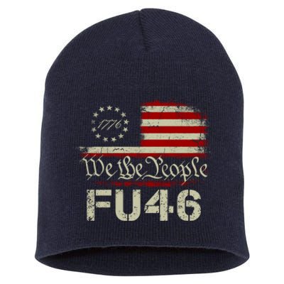 FU 46 Vintage 1776 American Flag Funny Biden Patriots FU46 Short Acrylic Beanie