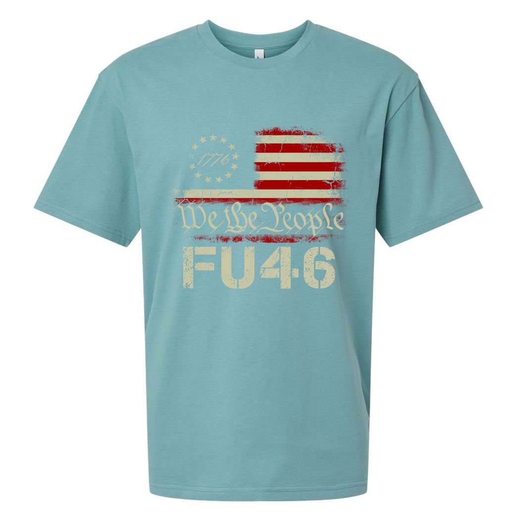 FU 46 Vintage 1776 American Flag Funny Biden Patriots FU46 Sueded Cloud Jersey T-Shirt