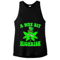 Funny 420 Weed Marijuana St Patricks Day A Wee Bit Highrish Ladies PosiCharge Tri-Blend Wicking Tank