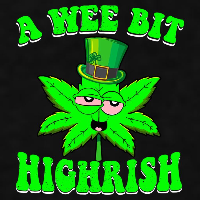 Funny 420 Weed Marijuana St Patricks Day A Wee Bit Highrish Ladies PosiCharge Tri-Blend Wicking Tank