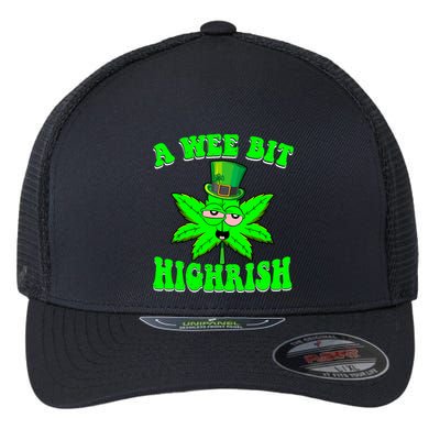 Funny 420 Weed Marijuana St Patricks Day A Wee Bit Highrish Flexfit Unipanel Trucker Cap