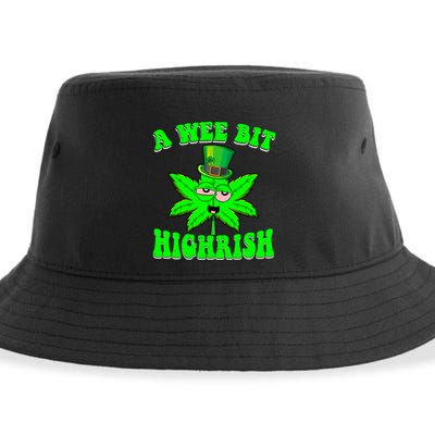 Funny 420 Weed Marijuana St Patricks Day A Wee Bit Highrish Sustainable Bucket Hat