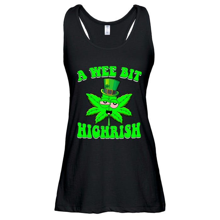 Funny 420 Weed Marijuana St Patricks Day A Wee Bit Highrish Ladies Essential Flowy Tank
