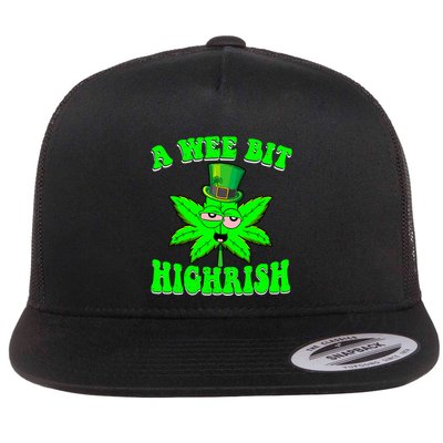 Funny 420 Weed Marijuana St Patricks Day A Wee Bit Highrish Flatbill Hat