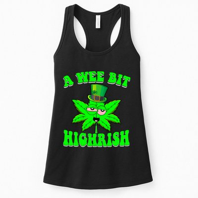Funny 420 Weed Marijuana St Patricks Day A Wee Bit Highrish Womens Tank Top