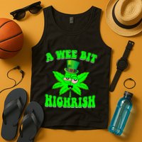 Funny 420 Weed Marijuana St Patricks Day A Wee Bit Highrish Tank Top