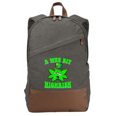 Funny 420 Weed Marijuana St Patricks Day A Wee Bit Highrish Cotton Canvas Backpack