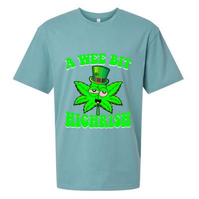 Funny 420 Weed Marijuana St Patricks Day A Wee Bit Highrish Sueded Cloud Jersey T-Shirt