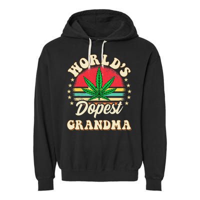 Funny 420 Weed Pot Vintage Matching Worlds Dopest Grandma Garment-Dyed Fleece Hoodie
