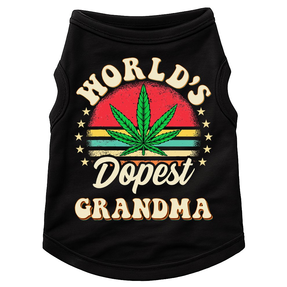 Funny 420 Weed Pot Vintage Matching Worlds Dopest Grandma Doggie Tank