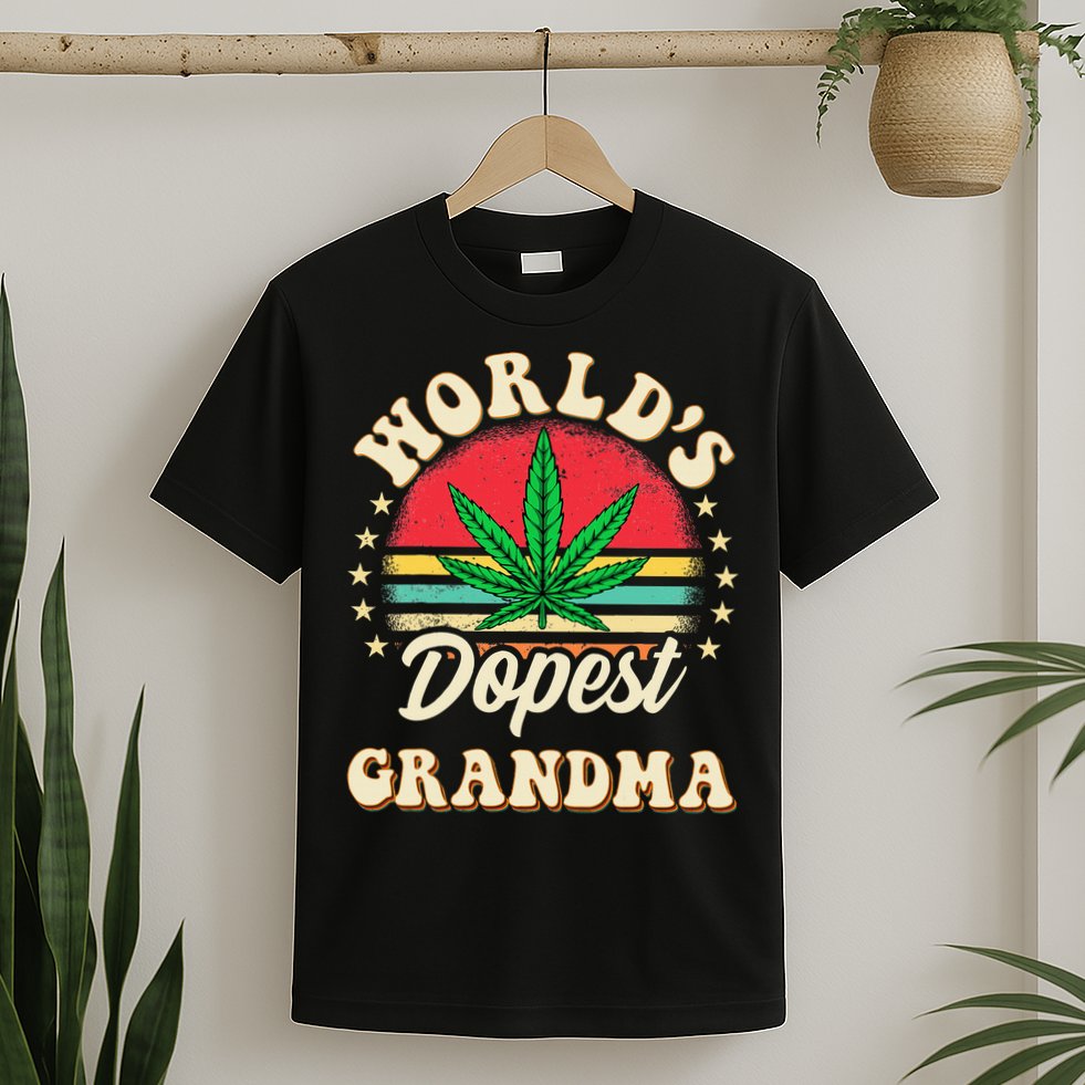 Funny 420 Weed Pot Vintage Matching Worlds Dopest Grandma T-Shirt