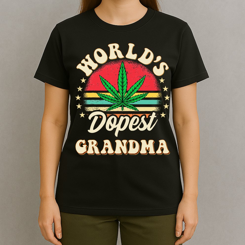 Funny 420 Weed Pot Vintage Matching Worlds Dopest Grandma T-Shirt