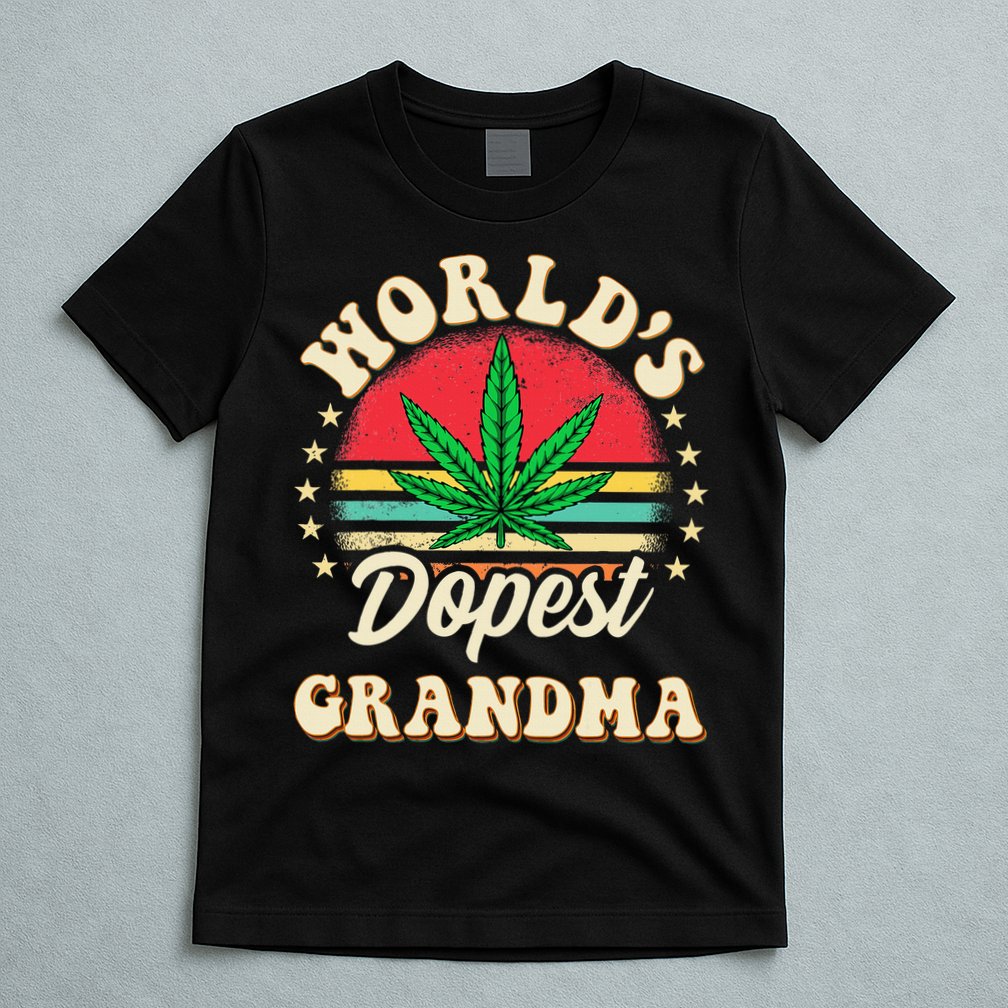 Funny 420 Weed Pot Vintage Matching Worlds Dopest Grandma T-Shirt