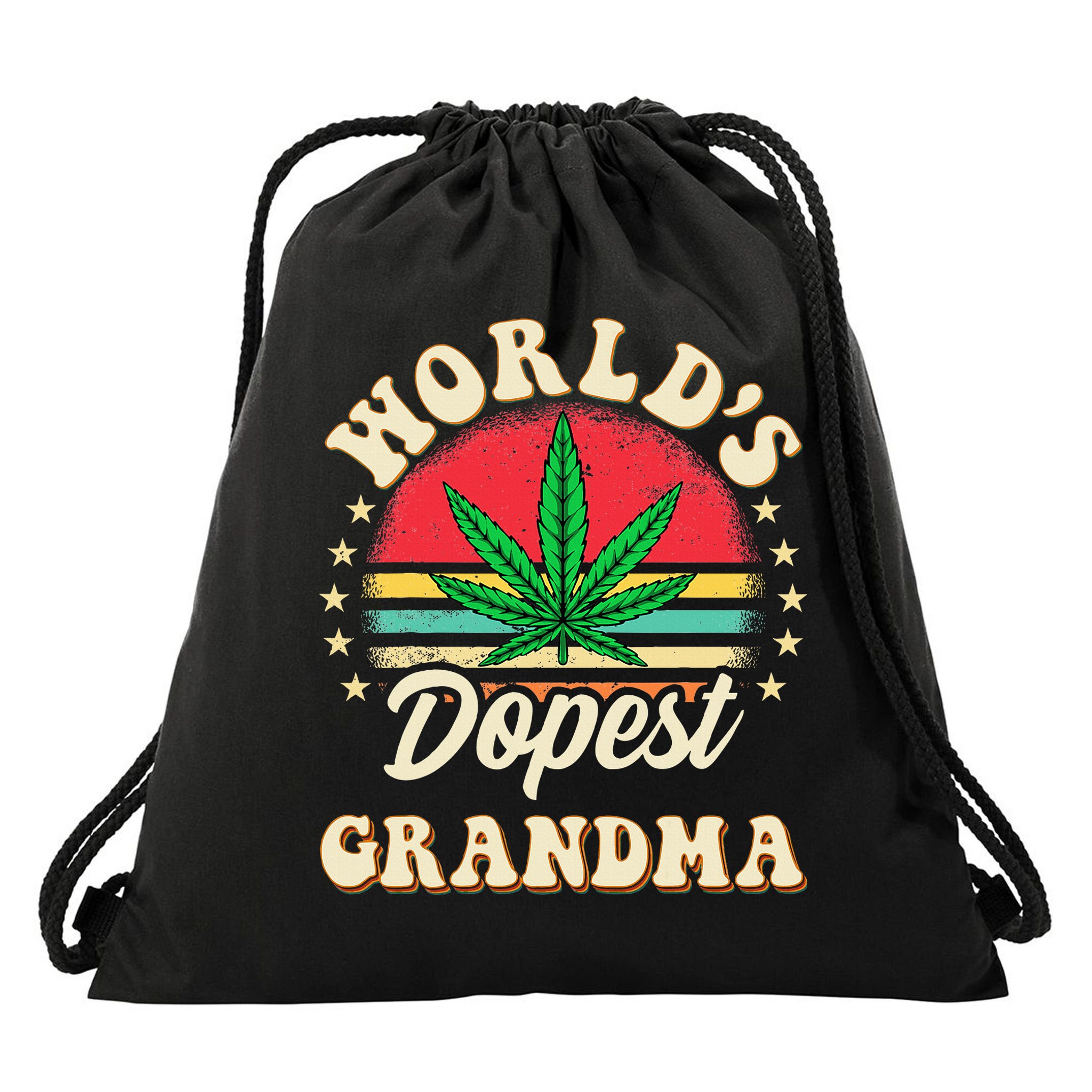 Funny 420 Weed Pot Vintage Matching Worlds Dopest Grandma Drawstring Bag