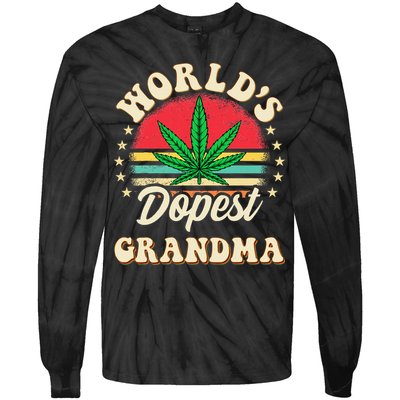 Funny 420 Weed Pot Vintage Matching Worlds Dopest Grandma Tie-Dye Long Sleeve Shirt