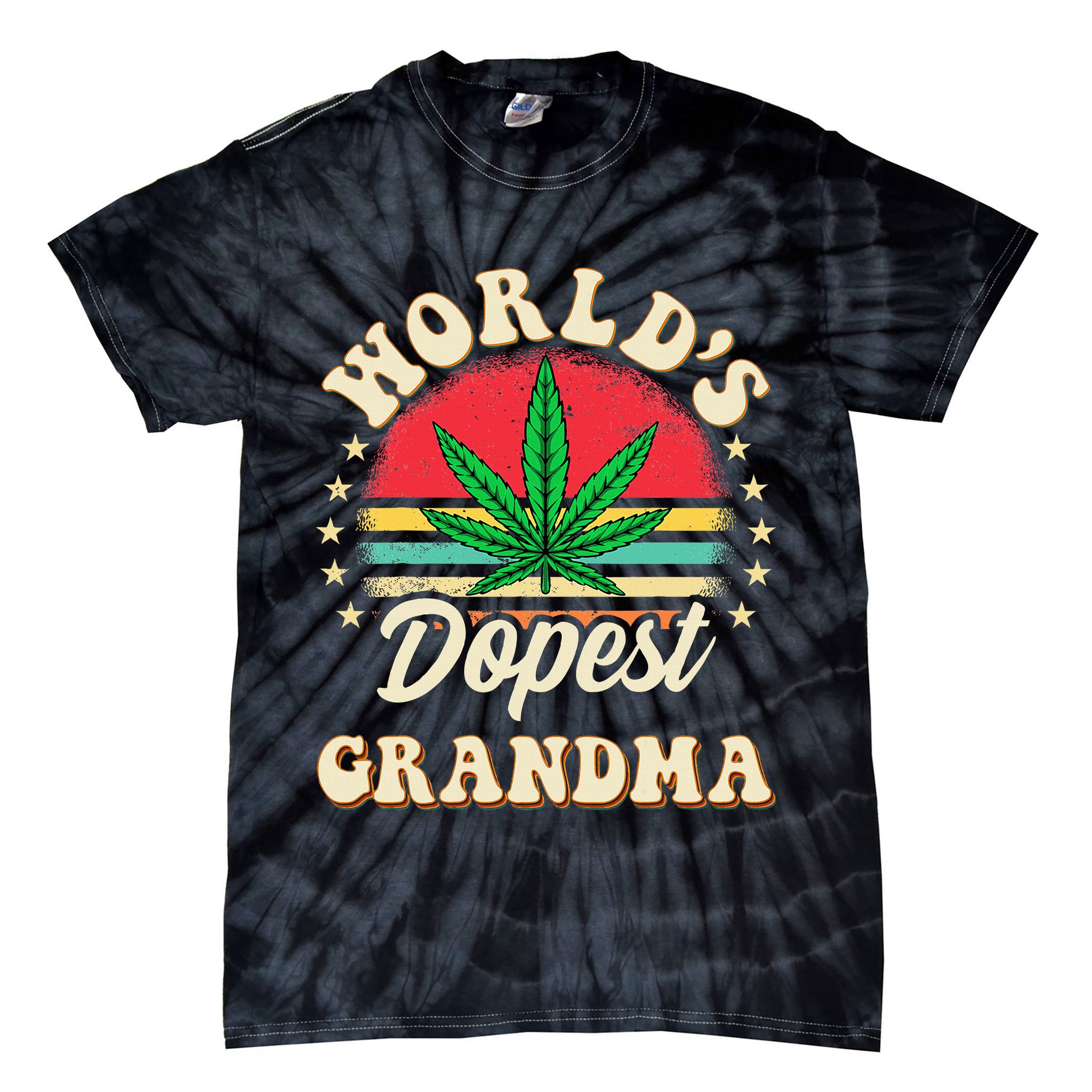 Funny 420 Weed Pot Vintage Matching Worlds Dopest Grandma Tie-Dye T-Shirt