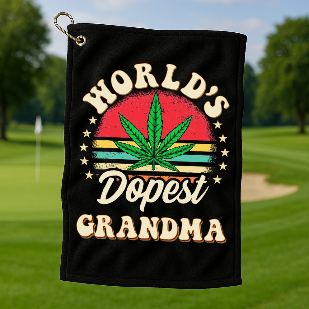 Funny 420 Weed Pot Vintage Matching Worlds Dopest Grandma Golf Towel