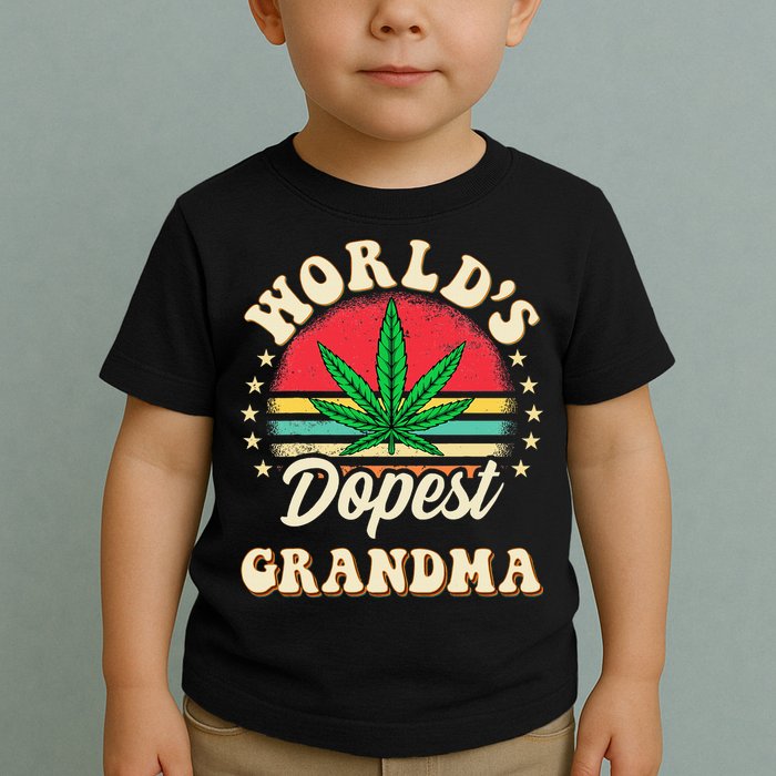 Funny 420 Weed Pot Vintage Matching Worlds Dopest Grandma Toddler T-Shirt