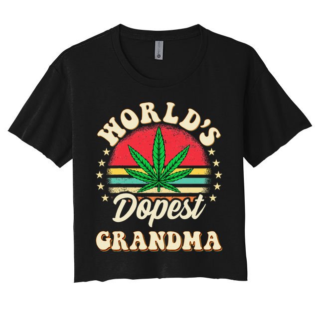 Funny 420 Weed Pot Vintage Matching Worlds Dopest Grandma Crop Top